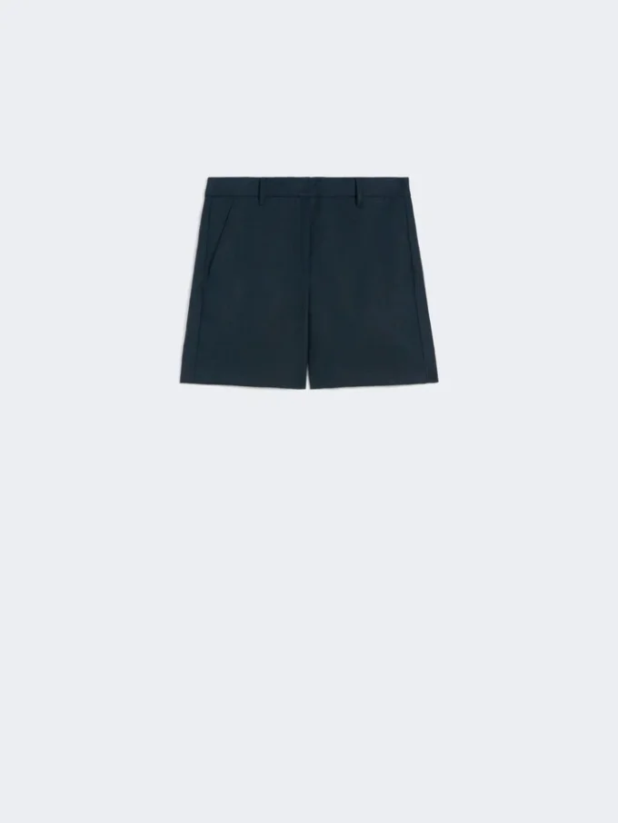 Pantalones cortos de lino con tejido trenzado, azul medianoche Pantalones cortos de lino con tejido trenzado, azul medianoche