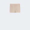 Pantalones cortos de lona de lino, color camel Pantalones cortos de lona de lino, color camel