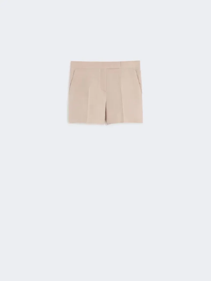 Pantalones cortos de lona de lino, color camel Pantalones cortos de lona de lino, color camel