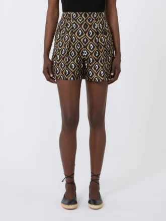 Pantalones cortos de seda estampados, negros