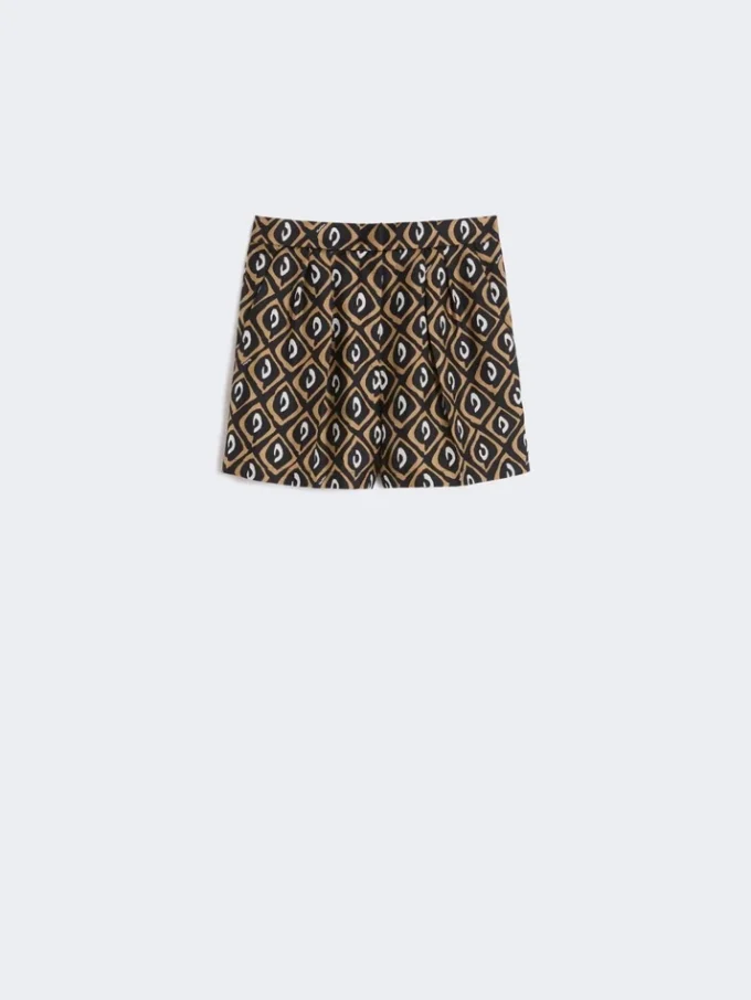 Pantalones cortos de seda estampados, negros Pantalones cortos de seda estampados, negros