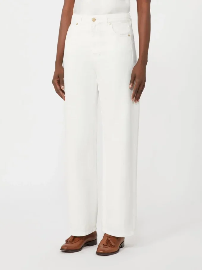 Pantalones de 5 bolsillos de algodón y lino, blancos Pantalones de 5 bolsillos de algodón y lino, blancos