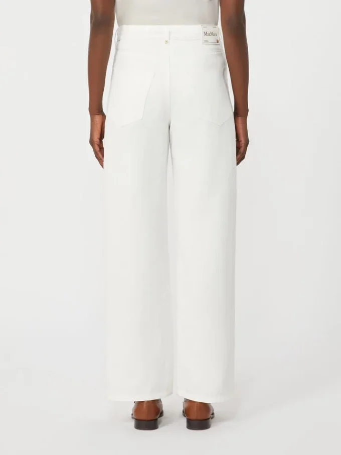 Pantalones de 5 bolsillos de algodón y lino, blancos Pantalones de 5 bolsillos de algodón y lino, blancos
