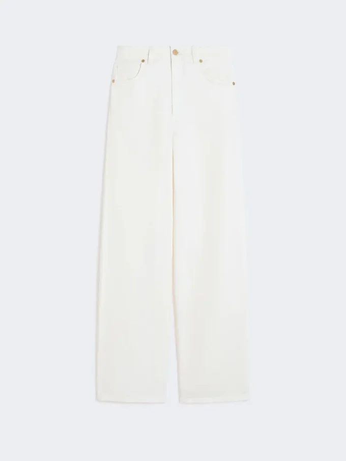 Pantalones de 5 bolsillos de algodón y lino, blancos Pantalones de 5 bolsillos de algodón y lino, blancos