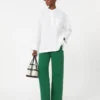 Pantalones de 5 bolsillos de algodón y lino, verdes Pantalones de 5 bolsillos de algodón y lino, verdes
