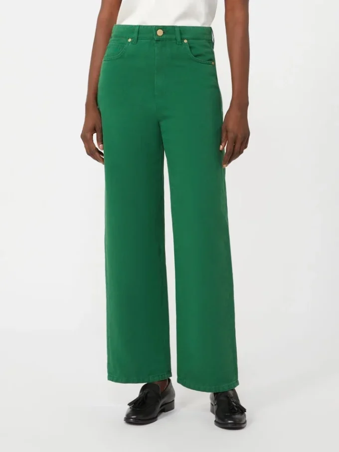 Pantalones de 5 bolsillos de algodón y lino, verdes Pantalones de 5 bolsillos de algodón y lino, verdes