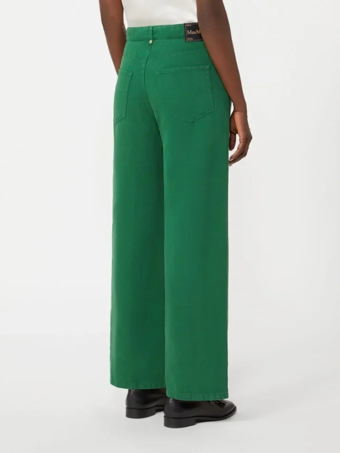 Pantalones de 5 bolsillos de algodón y lino, verdes Pantalones de 5 bolsillos de algodón y lino, verdes