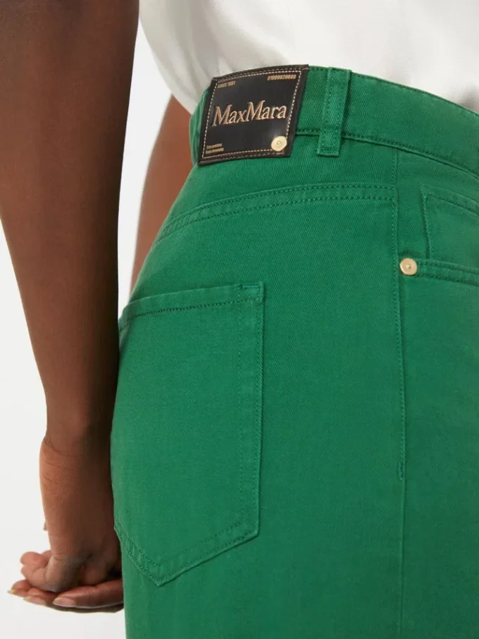 Pantalones de 5 bolsillos de algodón y lino, verdes Pantalones de 5 bolsillos de algodón y lino, verdes