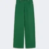 Pantalones de 5 bolsillos de algodón y lino, verdes Pantalones de 5 bolsillos de algodón y lino, verdes