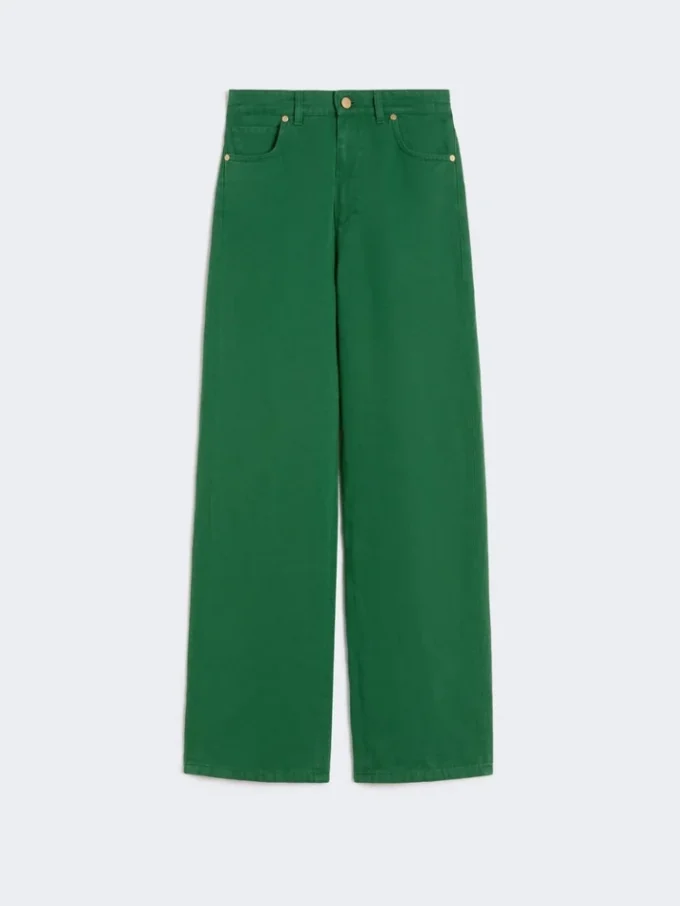 Pantalones de 5 bolsillos de algodón y lino, verdes Pantalones de 5 bolsillos de algodón y lino, verdes