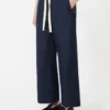 Pantalones de algodón con cordón, azul medianoche Pantalones de algodón con cordón, azul medianoche