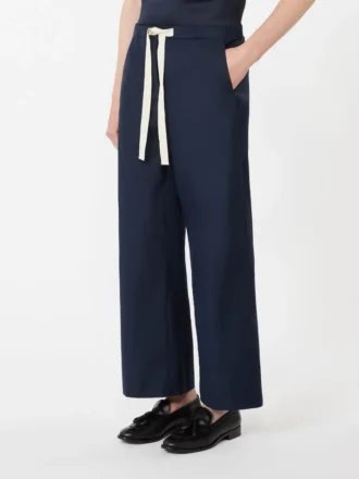 Pantalones de algodón con cordón, azul medianoche