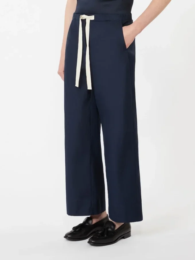 Pantalones de algodón con cordón, azul medianoche Pantalones de algodón con cordón, azul medianoche