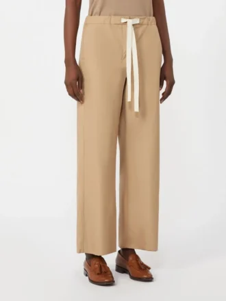 Pantalones de algodón con cordón, color desierto