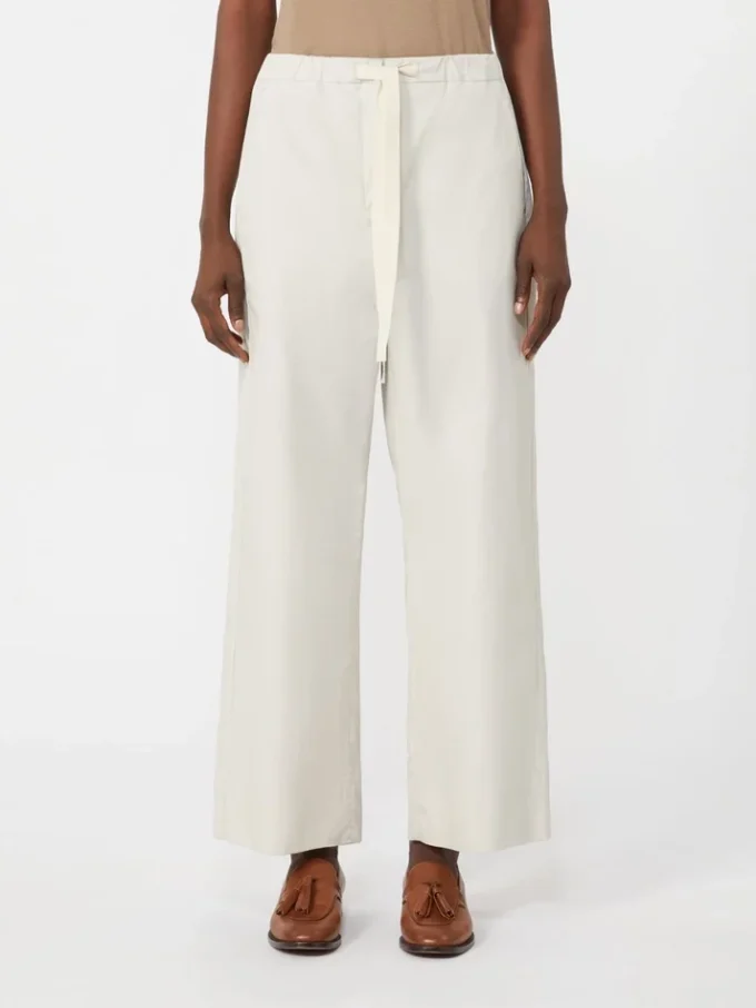 Pantalones de algodón con cordón, color hielo Pantalones de algodón con cordón, color hielo