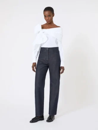 Pantalones de algodón con efecto denim, azul medianoche