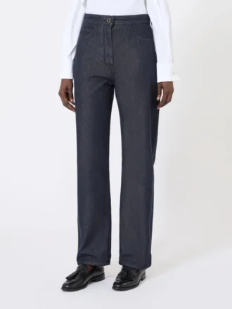 Pantalones de algodón con efecto denim, azul medianoche