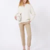Pantalones de algodón elástico, color camel Pantalones de algodón elástico, color camel