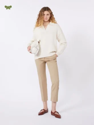 Pantalones de algodón elástico, color camel
