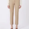 Pantalones de algodón elástico, color camel Pantalones de algodón elástico, color camel