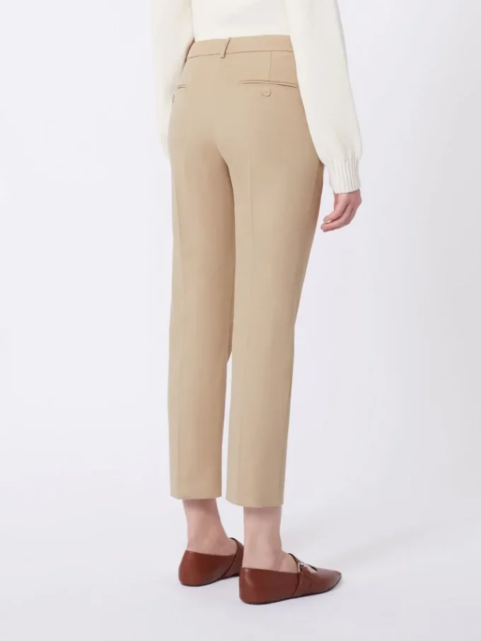Pantalones de algodón elástico, color camel Pantalones de algodón elástico, color camel