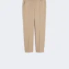 Pantalones de algodón elástico, color camel Pantalones de algodón elástico, color camel