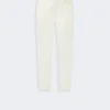 Pantalones de algodón elástico de corte ajustado, blancos Pantalones de algodón elástico de corte ajustado, blancos