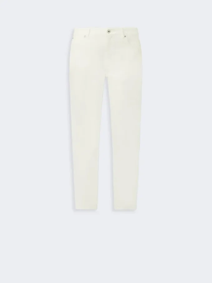 Pantalones de algodón elástico de corte ajustado, blancos Pantalones de algodón elástico de corte ajustado, blancos