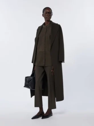 Chaqueta de ante con pespuntes, verde