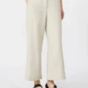 Pantalones de algodón y lino elásticos, color marfil