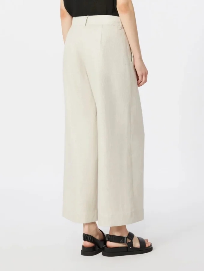 Pantalones de algodón y lino elásticos, color marfil