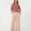 Pantalones de corte ancho de lona de algodón, rosa Pantalones de corte ancho de lona de algodón, rosa