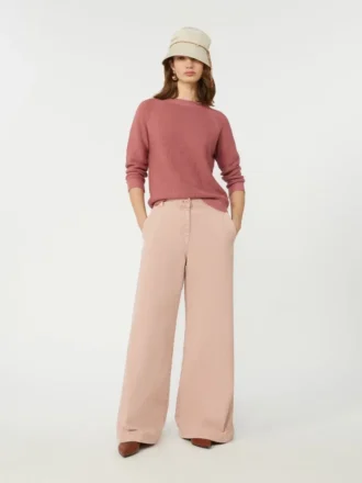 Pantalones de corte ancho de lona de algodón, rosa