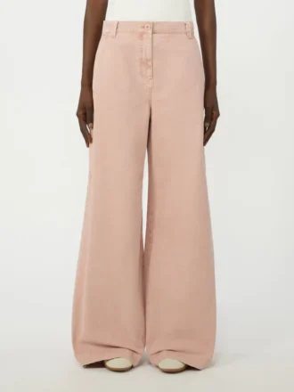 Pantalones de corte ancho de lona de algodón, rosa