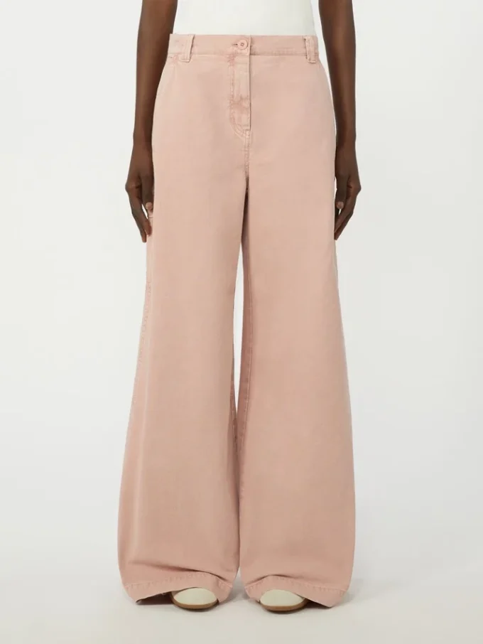 Pantalones de corte ancho de lona de algodón, rosa Pantalones de corte ancho de lona de algodón, rosa