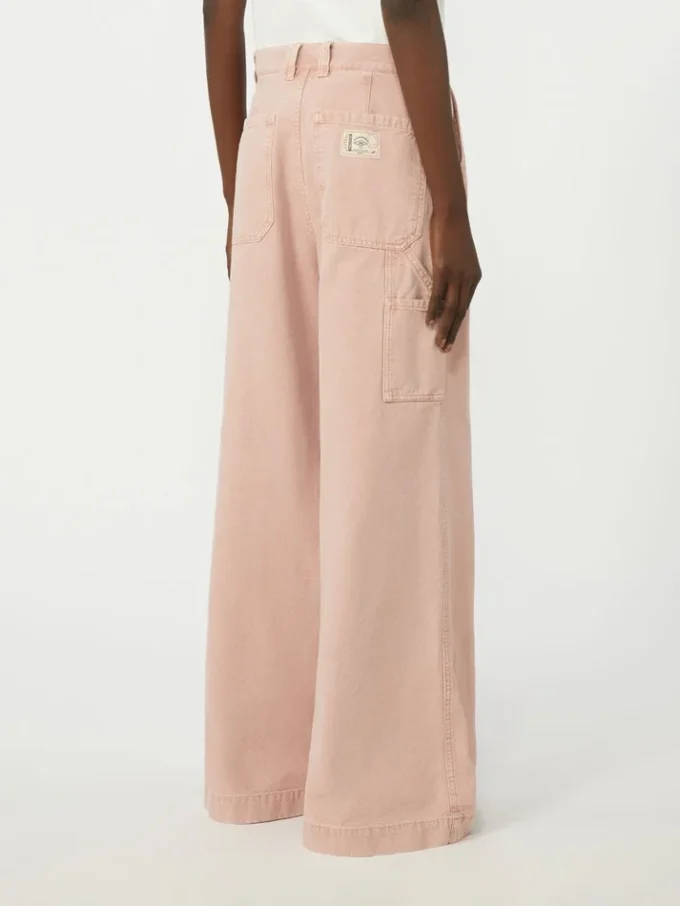 Pantalones de corte ancho de lona de algodón, rosa Pantalones de corte ancho de lona de algodón, rosa