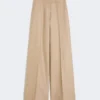 Pantalones de corte recto en lino de tejido trenzado, color camel Pantalones de corte recto en lino de tejido trenzado, color camel