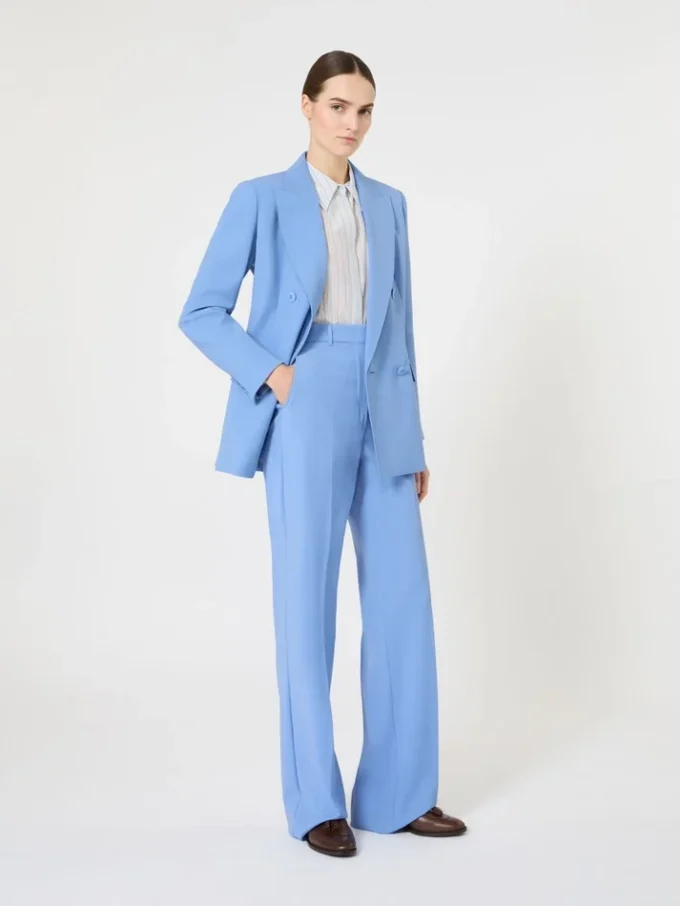 Pantalones de crepé de lana, azul claro