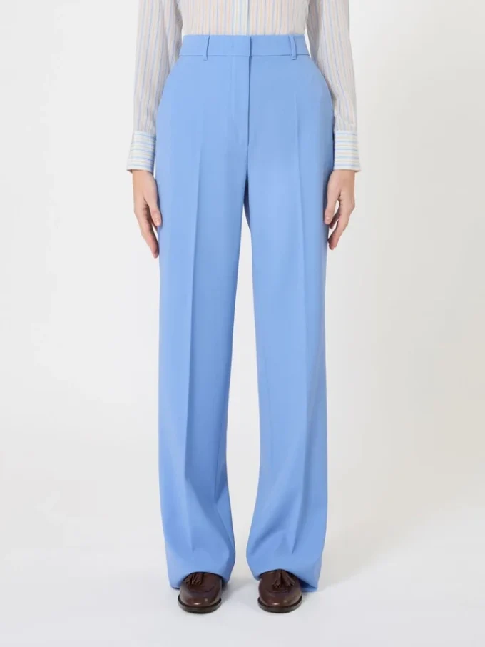 Pantalones de crepé de lana, azul claro
