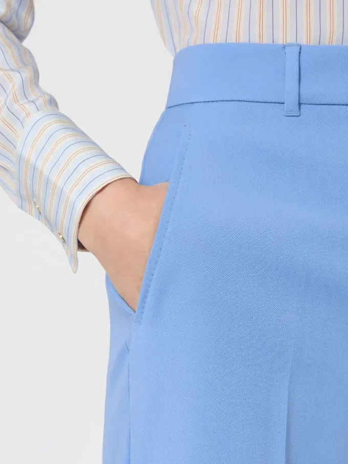 Pantalones de crepé de lana, azul claro