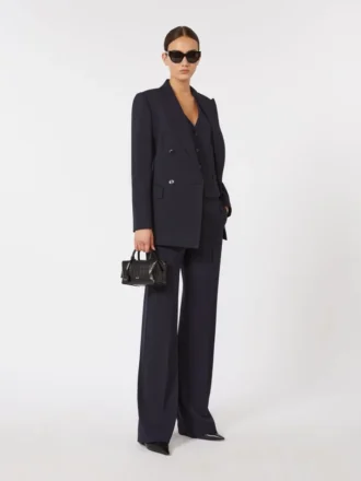 Pantalones de crepé de lana, azul marino
