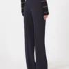 Pantalones de crepé de lana, azul marino Pantalones de crepé de lana, azul marino