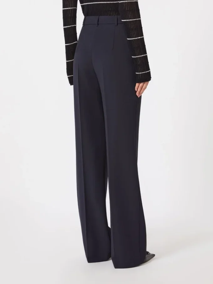 Pantalones de crepé de lana, azul marino Pantalones de crepé de lana, azul marino