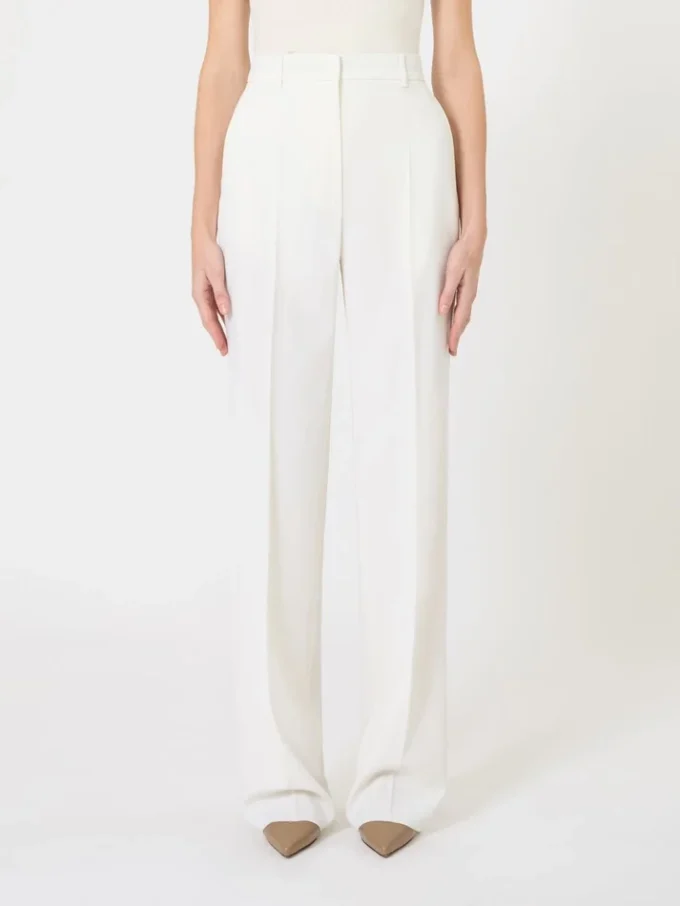 Pantalones de crepé de lana, blancos