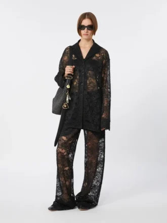 Chaqueta de encaje floral, negra