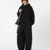 Sudadera con capucha de algodón elástico, negra Sudadera con capucha de algodón elástico, negra
