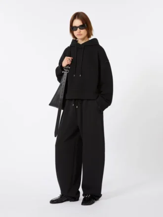 Sudadera con capucha de algodón elástico, negra