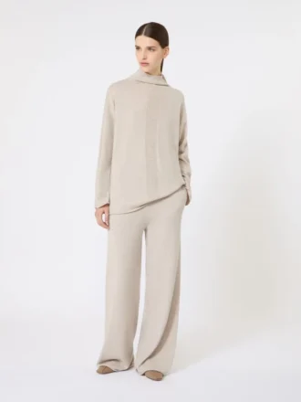 Pantalones de hilo de cachemira, beige