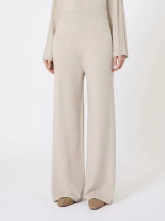 Pantalones de hilo de cachemira, beige