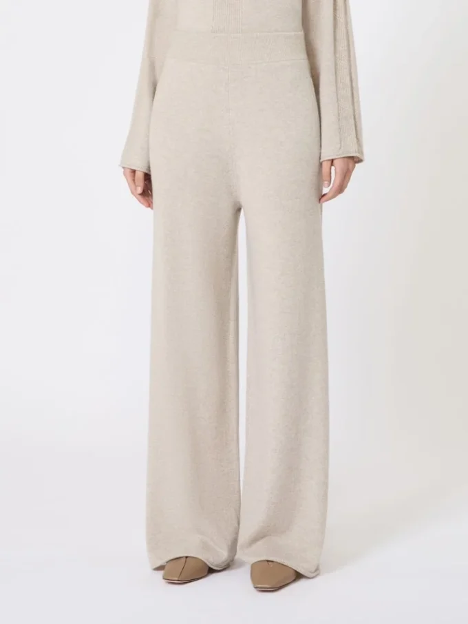 Pantalones de hilo de cachemira, beige